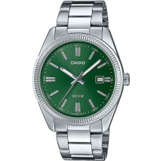 Casio MTP-1302PD-3AVEF Ανδρικό Αναλογικό Ρολόι Μπαταρίας με Πράσινο Καντράν και Ασημί Μπρασελέ